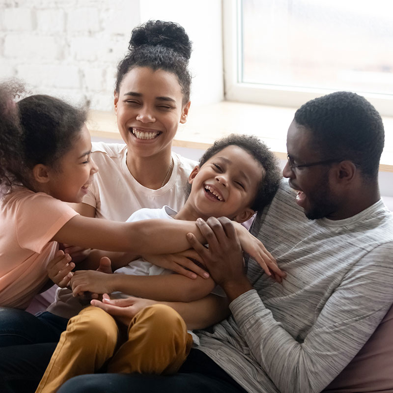 Family together laughing
